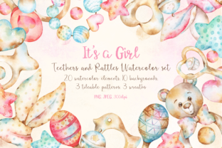 Baby Girl Teethers Watercolor Illustrations