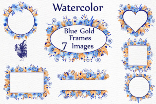 Blue Gold Floral Frames Illustrations Review