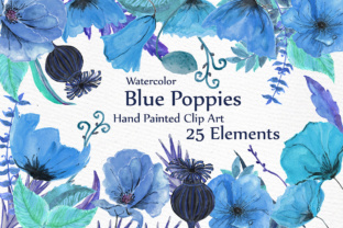 Blue Poppies Clipart for Illustrations