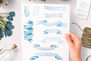 Blue Watercolor Banners Clipart Graphics Review