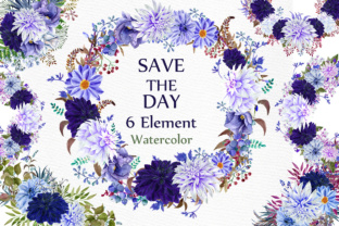 Blue Watercolor Flowers Clipart for Branding