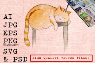Chubby Cat Watercolor: Cute Illustrations for Sellers