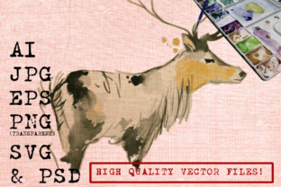 Deer Watercolor Illustrations for Crafters