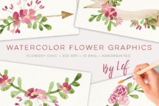 Floral Watercolour Graphics Pink Clipart & Illustrations