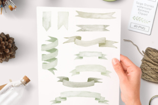 Green Watercolor Banners & Illustrations Review