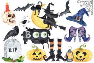 Halloween Watercolor Clip Art & Illustrations