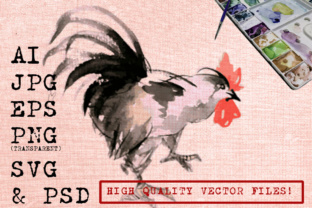 Javanese Watercolor Rooster Illustrations