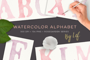 Pink Watercolor Clipart Alphabet Graphics & Illustrations