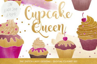 Purple Gold Cupcake Illustrations for Blogs