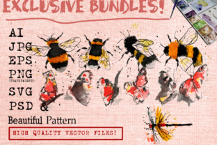 Watercolor Bee and Butterfly Illustrations