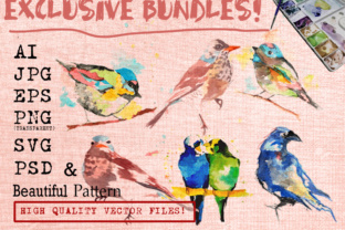 Watercolor Birds Set: Natural Illustrations