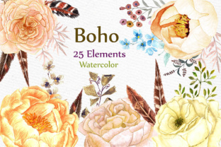 Watercolor Boho Wedding Floral Illustrations