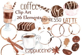 Watercolor Coffee Clipart for Local Branding