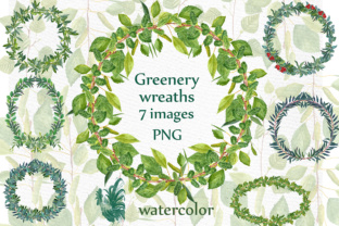 Watercolor Fern Wreaths Clipart for Branding