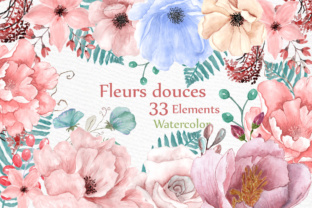 Watercolor Fleur Douces Set Illustrations