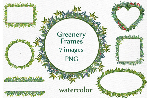 Watercolor Greenery Frames & Illustrations