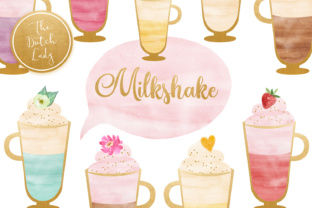 Watercolor Milkshake Sorbet Clipart & Illustrations