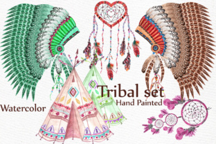 Watercolor Tribal Clip Art Set & Illustrations
