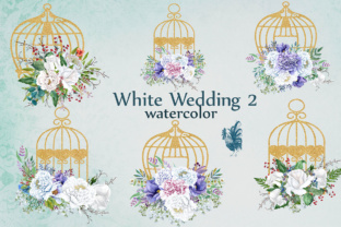 White Peonies & Birdcage Illustrations